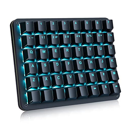 Koolertron Single-Handed Macro Mechanical Keyboard, Blue LED Backlight Portable Single-Handed Mechanical Gaming Keyboard 48 Fully Programmable Keys Red Axis