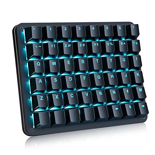 Koolertron Single-Handed Macro Mechanical Keyboard, Blue LED Backlight Portable Single-Handed Mechanical Gaming Keyboard 48 Fully Programmable Keys Red Axis