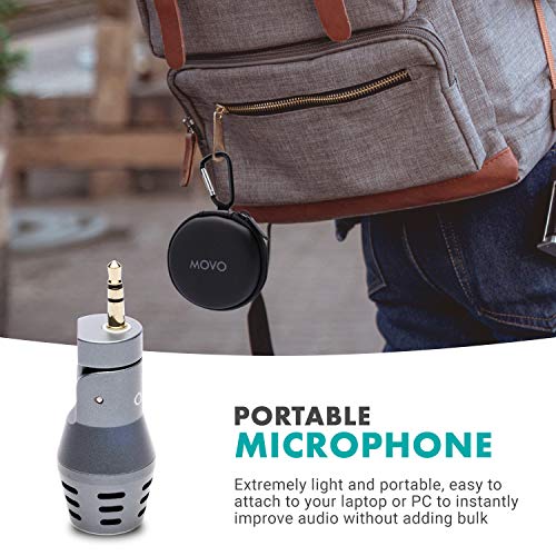 Movo DOM2-USB Mini Omnidirectional USB Laptop Microphone for Computer or MacBook - Laptop Mic for PC and Mac - Desktop Microphone with Case for Streaming, Zoom Meetings, and More
