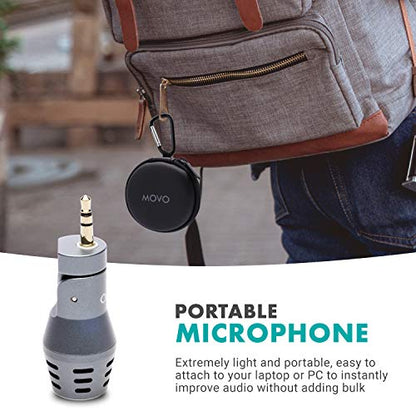 Movo DOM2-USB Mini Omnidirectional USB Laptop Microphone for Computer or MacBook - Laptop Mic for PC and Mac - Desktop Microphone with Case for Streaming, Zoom Meetings, and More