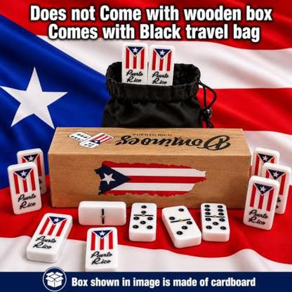 Puerto Rico Double Six Dominoes Set - Premium Quality, Cultural Heritage, 28 Tiles No Box Comes with Travel Bag Puerto Rican Adult Size Domino Set