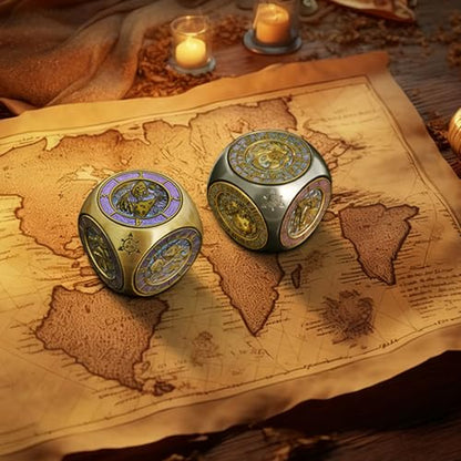 DND Spinner Metal Dice Fidget, Rotating Dice Set for Role Playing Gaming with Box, Polyhedral Dice with 3D Relief Design, for Dungeons and Dragons and Tabletop Games(Gradient Blue Black Nickel) - color: Blue-black Nickel, style: Black Nickel