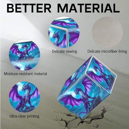 Trading Card Storage Box, Premium PU Leather with Magnetic Closure, Holds 100+ for MTG Cards, Purple Dragon Under Moon Durable Deck Box for Magic the Gathering, Trading Card Games - color: Purple Dragon Under Moon