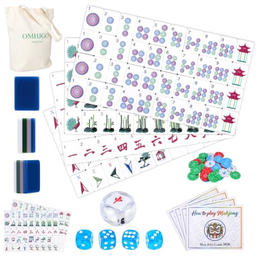 160 Acrylic American Mahjong Tile Set for Beginners, Mah Jong Lovers | 1.2” Mahjong Set with Carrying Bag and Accessories, 2026 New Premium Blue Tiles, 3D Engraved 4 Layer Mahjong Tiles - color: Blue