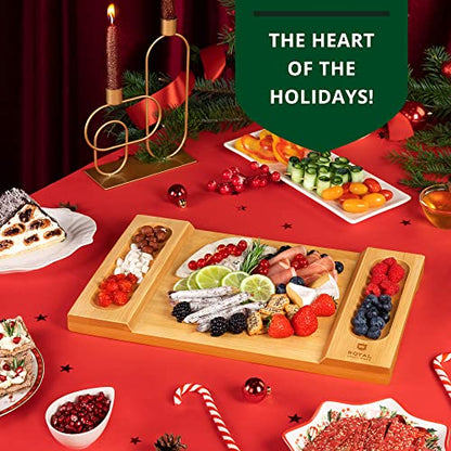 ROYAL CRAFT WOOD Charcuterie and Cheese Board - Large Bamboo Cheese Board - Serving Tray Platter - House Warming Gifts New Home, Birthday Gifts for Mom Dad Women Men - 15.5"x10" - style: 1-2 Guests
