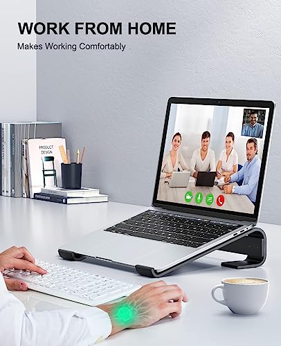 Soqool Laptop Stand for Desk, Ergonomic Detachable Laptop Riser | Aluminum MacBook Stand, Compatible with 12-17'' All Laptops Such as MacBook Pro/HP/Dell/Lenovo, Black - color: Black