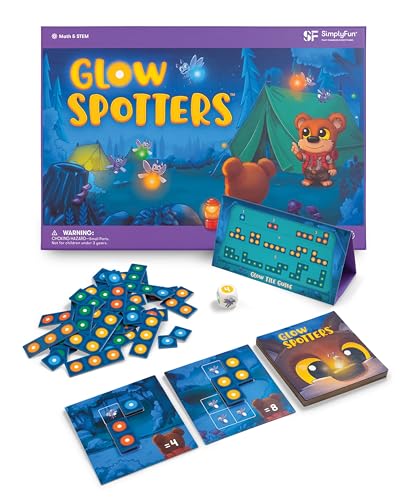 SimplyFun Glow Spotters - A Visual and Adventurous Math Game for Kids, Earn Your Firefly Badge with Addition - 1 to 4 Players, for Kids Ages 5 & Up - style: Glow Spotters