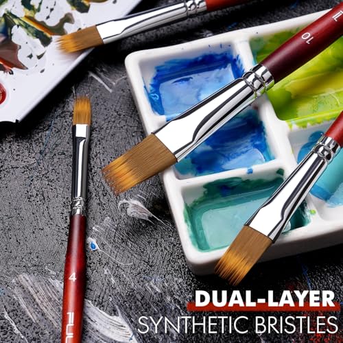 5pcs Dual-Layer Grainer Brush Set- Fuumuui Professional Synthetic Flat Comb Brushes for Unique Texture Painting Perfect for Artists Acrylic, Watercolor and Oil - color: Red