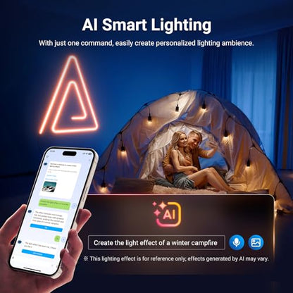 NEEWER 9.84ft/3m LED Strip Lights, Smart AI RGB IC Flexible Cuttable Neon Rope Light, App Control, Bedroom Gaming Room Indoor Studio Home Wall Decor, Compatible with Google Assistant Alexa, NS02 - size: 9.84ft/3m