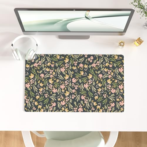 Faux Leather Large Mouse Pad, Office Desk Mat, 23.6"x13.8", Ditsy Floral | Desk Décor Accessories, Extended Size, Waterproof & Easy to Clean, Smooth Surface, Non Slip Desk Organization - color: Ditsy Floral Print, size: 23.6L x 13.8W inches
