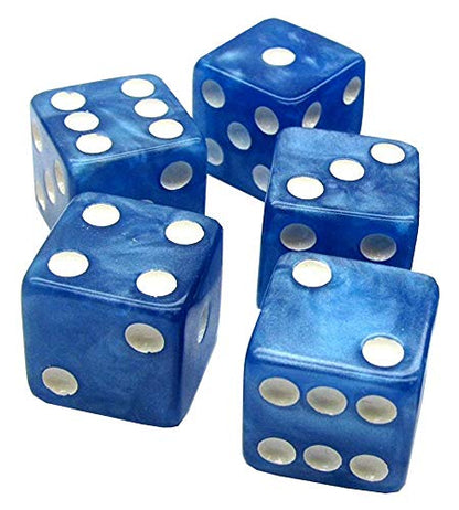 Cyber-Deals Set of 16mm Marbleized Dice and Black PU Leather, Velvet Lined Dice Cup with Storage Compartment (Gift Boxed) (Blue Dice, Red Lining Cup) - color: Blue Dice, Red Lining Cup