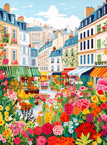 Cross & Glory | 1000 Piece Jigsaw Puzzles for Adults | La Fleur de Paris | Vibrant Parisian Flower Market | 2mm Thick Pieces | Bonus Reference Poster | Satin Finish | Ages 14+ - color: La Fleur De Paris