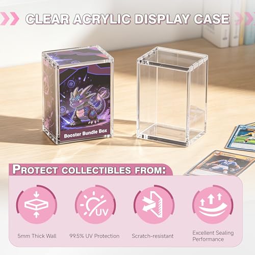 Booster Bundles and TCG Boxes Acrylic Display Box with Magnetic Sliding Cover Design Stackable Clear Display Box for Trading Card Collection(Booste Bundle Box Case,3 Pack) - size: Booste Bundle Box Case