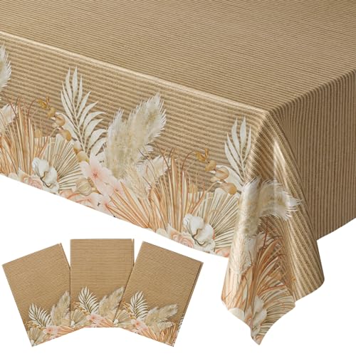 Blue Orchards Bohemian Table Covers (Pack of 3) - 54"x108" XL - Plastic Tablecloth, Disposable Boho Chic Party Decoration, Rustic Floral Bridal, Baby Shower, Wedding, Eclectic Birthday Supplies Decor - color: Bohemian (Pack of 3)