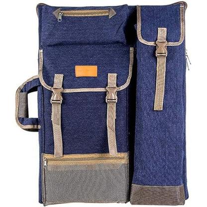 TRANSON Art Portfolio Case Artist Backpack Canvas Bag Large 26” x 19.5” - color: Navy Blue
