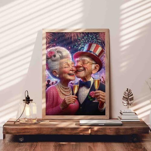 Husband Wife Puzzles 1000 Piece Old Woman and Man Jigsaw Puzzles 1000 Pieces for Couple Adults Intellectual Decompressing Fun Family Game Relaxation Entertainment Activity 19.7 x 27.6 Inch - color: Old Woman-a06