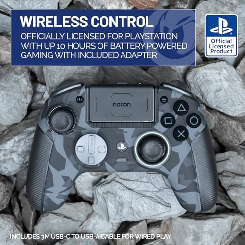 Nacon Revolution 5 Pro Officially Licensed PlayStation Wireless Controller | For PS5 / PS4 / PC - Hall Effect Joysticks and Triggers, Trigger Stops, Mappable Buttons, 8-way and 4-Way D-pad - Urban Camo - color: Urban Camo