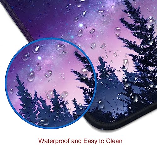 Gaming Large Mouse Pad with Stitched Edges, Galaxy Desk Mat, Extended Keyboard Pad, Non-Slip Rubber Base Desk Pad for Keyboard and Mouse, 31.5X11.8 inch, Moon Starry Sky - color: 16 Moon Starry Sky