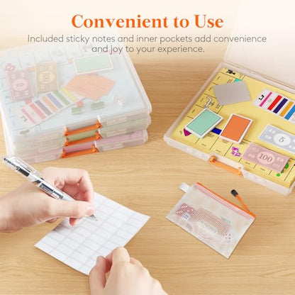 Lifewit Board Game Storage Containers with Handle, 12.2''x10.6'', 6 Pcs | Plastic Secure Latch File Box with Lids& Labels for Paper, Document, Pencil, Puzzle, Card Organization, Classroon Must Have - size: 12.2x10.6''