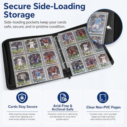 Card Binder 9 Pocket, 900-Card Collecting Binder for Collectors & Players, PU Side-Loading Collectible Trading Card Albums, Acid-Free Archival, MTG Card Holder Binder TCG & Sports Cards - color: 9-Black