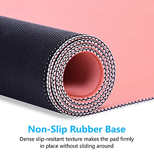 Dapesuom Large Mouse Pad, Extended Gaming Mouse Mat with Stitched Edges, Full Size Desk Mats with Non-Slip Base, Computer Big Desktop Keyboard Pad for Gamer, Laptop, Office, 23.6 x 11.8 in, Rose Pink - color: Rose Pink, size: 23.6L x 11.8W inches
