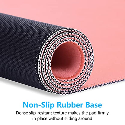 Dapesuom Large Mouse Pad, Extended Gaming Mouse Mat with Stitched Edges, Full Size Desk Mats with Non-Slip Base, Computer Big Desktop Keyboard Pad for Gamer, Laptop, Office, 23.6 x 11.8 in, Rose Pink - color: Rose Pink, size: 23.6L x 11.8W inches