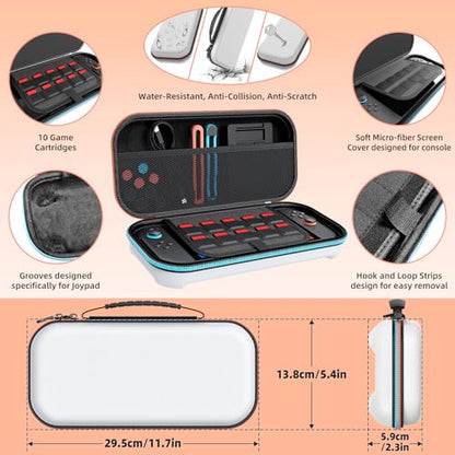 Switch 2 Accessories Bundle, 30-in-1 Kit for Nintendo Switch 2, White | Carrying Case, Controller Charger Dock, Grips for JoyCon, Steering Wheels, Wrist &Leg Strap, Switch 2 Console Protective Case - color: White (30Pcs)