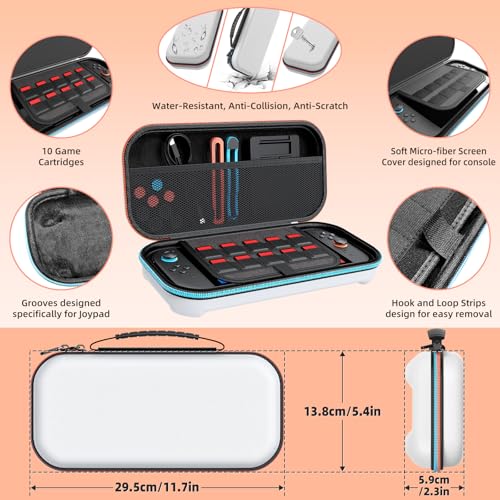 Switch 2 Accessories Bundle, 30-in-1 Kit for Nintendo Switch 2, White | Carrying Case, Controller Charger Dock, Grips for JoyCon, Steering Wheels, Wrist &Leg Strap, Switch 2 Console Protective Case - color: White (30Pcs)