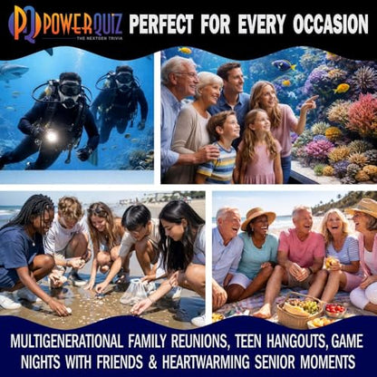 Marine World Biology Trivia Game for Kids & Adults | 200 Questions, 5 Difficulty levels Beginner to Expert, Fun facts, Explanations, Premium matte cards, Hard storage box - style: Marine World