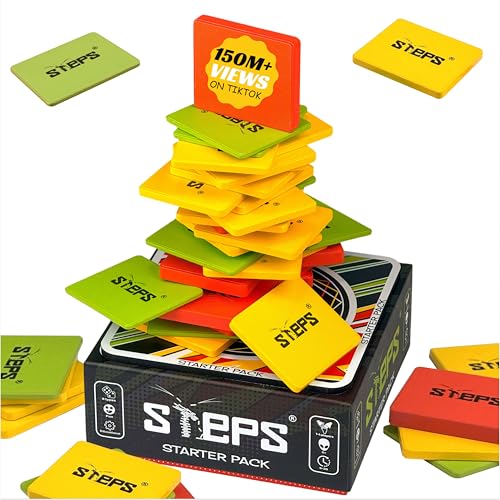 STEPS Wooden Board Games for Adults & Family - Color Stack Game for Game Night, Party & Travel Games, Unique Gift, Starter Pack