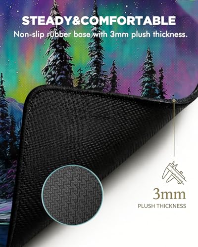 Mouse Pad, Desk Mat, 31.5x11.8in Large Mousepad, Aurora | Desk Pad with Stitched Edge & Rubber Non-Slip Bottom, Gaming Mouse Pad, Extended Mousepad for Home, Office - color: Aurora
