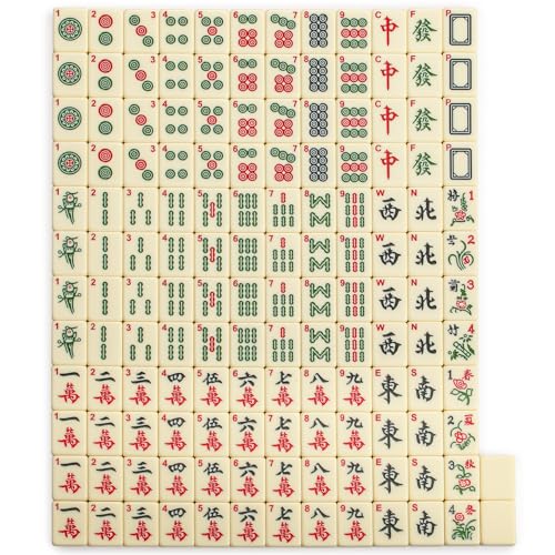 Yellow Mountain Imports "Bleau Fontaine Chinese Mahjong Set with 146 Medium Tiles and Blue Vinyl Case — for Chinese Style Gameplay Only [「「碧蘭楓丹」中國麻將] - color: Ivory