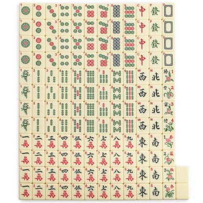 Yellow Mountain Imports "Bleau Fontaine Chinese Mahjong Set with 146 Medium Tiles and Blue Vinyl Case — for Chinese Style Gameplay Only [「「碧蘭楓丹」中國麻將] - color: Ivory