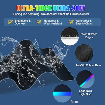 Mouse Pad with Phone Holder, Wireless Charging Desk Mat, RGB Gaming Mousepad Home Office Large Desk Pad with Ultra-Smooth Surface, Non-Slip Base, Waterproof Keyboard Pad,Black with 20W USB C Charger - color: 31.5x15.75"Phone Stand-Black w/PD Charger