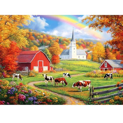 300 Piece Puzzles Jigsaw Puzzles 300 Pieces for Adults Farm Cow Puzzles for Kids Ages 8-10 Adult Puzzle Challenge Game Gift Toy for Puzzle Enthusiasts Home Decor Gift Toy 20.5x15IN - style: Farm Cow