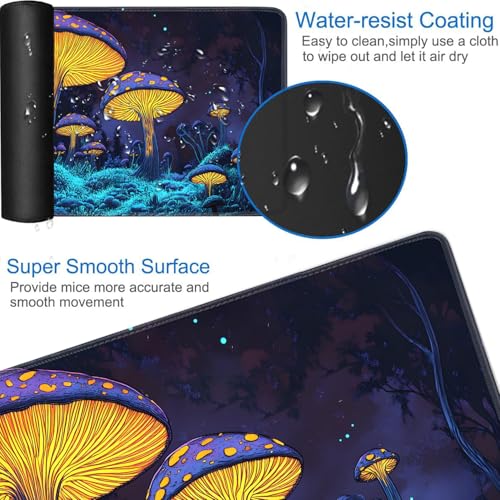 for MTG Game Playmat - 24 x 14 inches with Dices and Storage Bags, Non-Slip Base for TCG and Board Game Card Mats, Trading Card Games Mat, Psychedelic Mushrooms Pattern Collectible Card Playmats - color: Jv-playmat-p7-1-d111