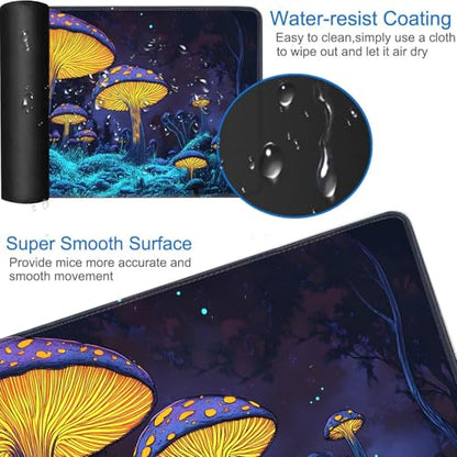 for MTG Game Playmat - 24 x 14 inches with Dices and Storage Bags, Non-Slip Base for TCG and Board Game Card Mats, Trading Card Games Mat, Psychedelic Mushrooms Pattern Collectible Card Playmats - color: Jv-playmat-p7-1-d111