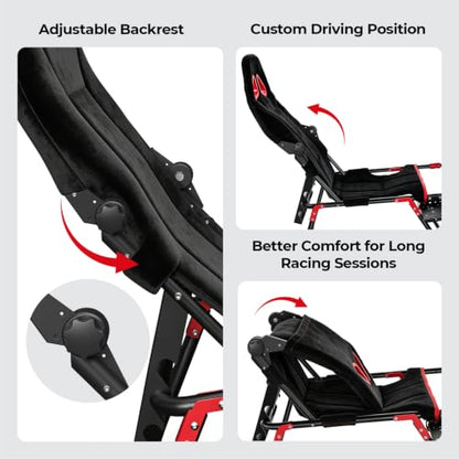 RACGTING Foldable Racing Simulator Cockpit,Gaming Sim Cockpit with Red Seat | Space-saving Storage, Fully Adjustable, 80% pre-assembled, Fit fot Logitech Thrustmaster MOZA, For apartments & living rooms
