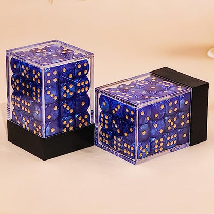 36 of Pack 12MM 6 Sided MINI Dice Set,Pearl Pattern Game Dice Set, 6 Sided Standard Dices for Yahtzee, Bunco or Teaching Math,with Portable Plastic Box(Deep Blue Pearl) - color: Deep Blue Pearl