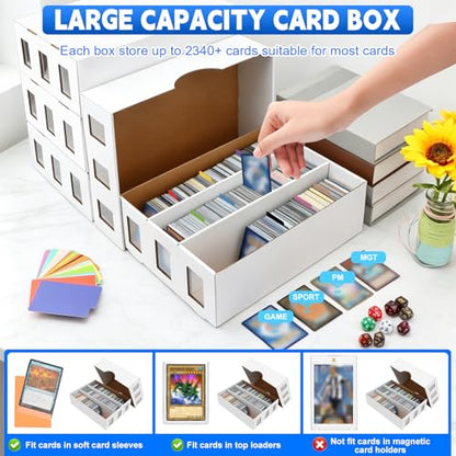 4 Pack Trading Card Storage Box, 9400+ Count Card Storage Box with 48 Card Divider White Sports Card Storage Box Cardboard Card Organizer Box Bulk Card Case Trading Card Box for Soccer Basketball Card - style: 4 Set-2