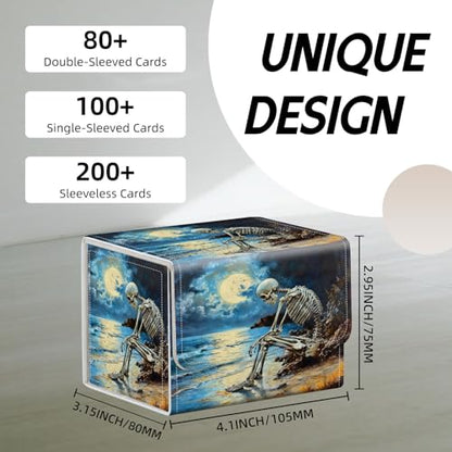 Trading Card Storage Box, Holds 100+ for MTG Cards, Premium PU Leather with Magnetic Closure, Moonlit Sea Skeleton Durable Deck Box for Magic the Gathering, Trading Card Games - color: Moonlit Sea Skeleton