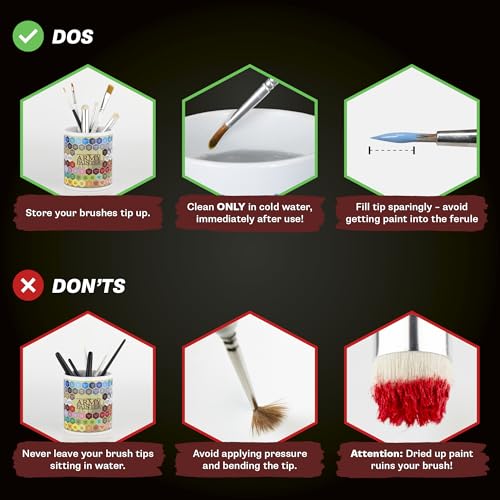 The Army Painter, Mega Brush Set, 10 Wargamers Miniature Paint Brushes | 3 for Layering, 2 for Drybrushing, 3 for Detailing & 2 for Large models - Miniature Model Painting
