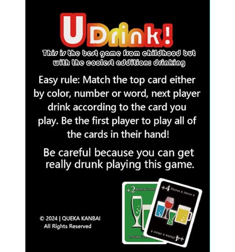 UDRINK! - The Drinking Game Cards for Adults, Fun & Easy Games for Adult Game Nights - Couple Games, Bachelorette Party Games to Get Buzzed Easily - 2024 New Edition -