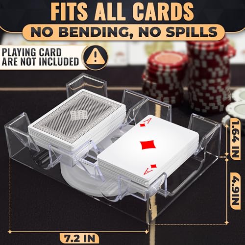 Playing Cards Holder Rotating 360° – Compact Plastic Playing Card Tray for Easy Access 2 Decks with Smooth Rotation | Organizes Multiple Decks for Canasta, Poker & More, Durable with Smooth Rotation - size: 2 Decks