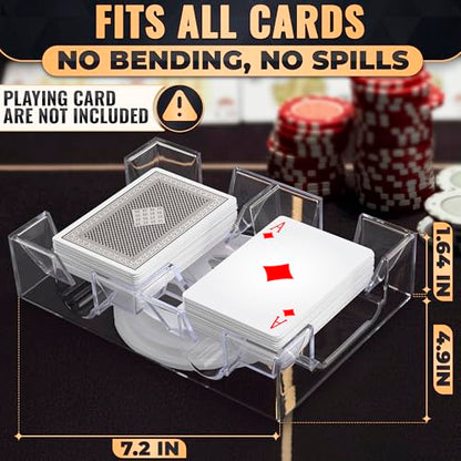 Playing Cards Holder Rotating 360° – Compact Plastic Playing Card Tray for Easy Access 2 Decks with Smooth Rotation | Organizes Multiple Decks for Canasta, Poker & More, Durable with Smooth Rotation - size: 2 Decks