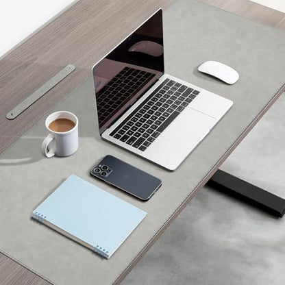 CHEERYGOO Faux Leather Desk Mat - Waterproof Mouse Pad, Non-Slip PU Leather Blotter, Writing Surface for Office and Home 47"x17" XXL Light Grey - color: Light Grey, size: 47" x 17"