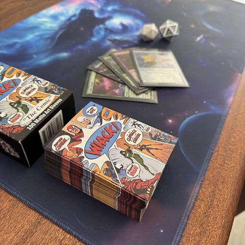 Foxtrot Designs TCG Art Card Sleeves. Superhero Comic Book Design - 100 Count Card Protectors with Matte Textured Back - Compatible with Magic The Gathering and Other TCGs & LCGs (The Comic) - color: The Comic
