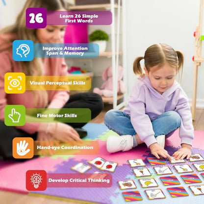 Aizweb First Words Match Game,Memory Game,52 Pcs Toddler Baby Flash Cards,Educational Toys for Pre K Preschool Kindergarten Learning Activities,Speech Therapy Materials Classroom Must Haves - style: First Words