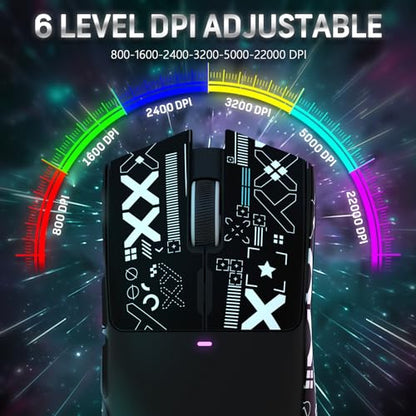 MAGIC-REFINER Attack Shark X11 59g Lightweight Wireless Gaming Mouse,RGB Charging Dock,Tri-Mode-BT/2.4G Wireless/Wired Mouse with Grip Tape,22000 DPI,5 Programmable Buttons for Pc/Mac(Black&Sticker) - color: Black & Griptape