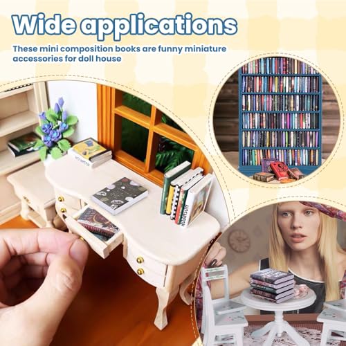 Mini Bookshelf with 180pcs Mini Books Miniature Blue Bookshelf Ornament | Tiny Small Bookshelf Dollhouse Decor Shake Away Your Anxiety for Book Lovers Gift Home Room Office - style: Mini Books with Blue Bookshelf